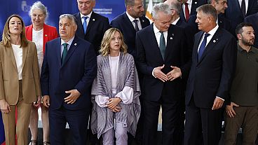 Gruppenbild mit Damen beim EU-Gipfeltreffen in Brüssel, 27. Juni 2024.