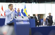 Der deutsche Europaabgeordnete Peter Liese (CDU) verteidigt die Bilanz der EVP in der Umweltpolitik im Europäischen Parlament am 24. April 2024 