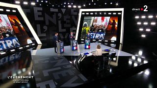 Französische Spitzenpolitiker nehmen an einer Fernsehdebatte vor der ersten Runde der vorgezogenen Neuwahlen am 30. Juni teil