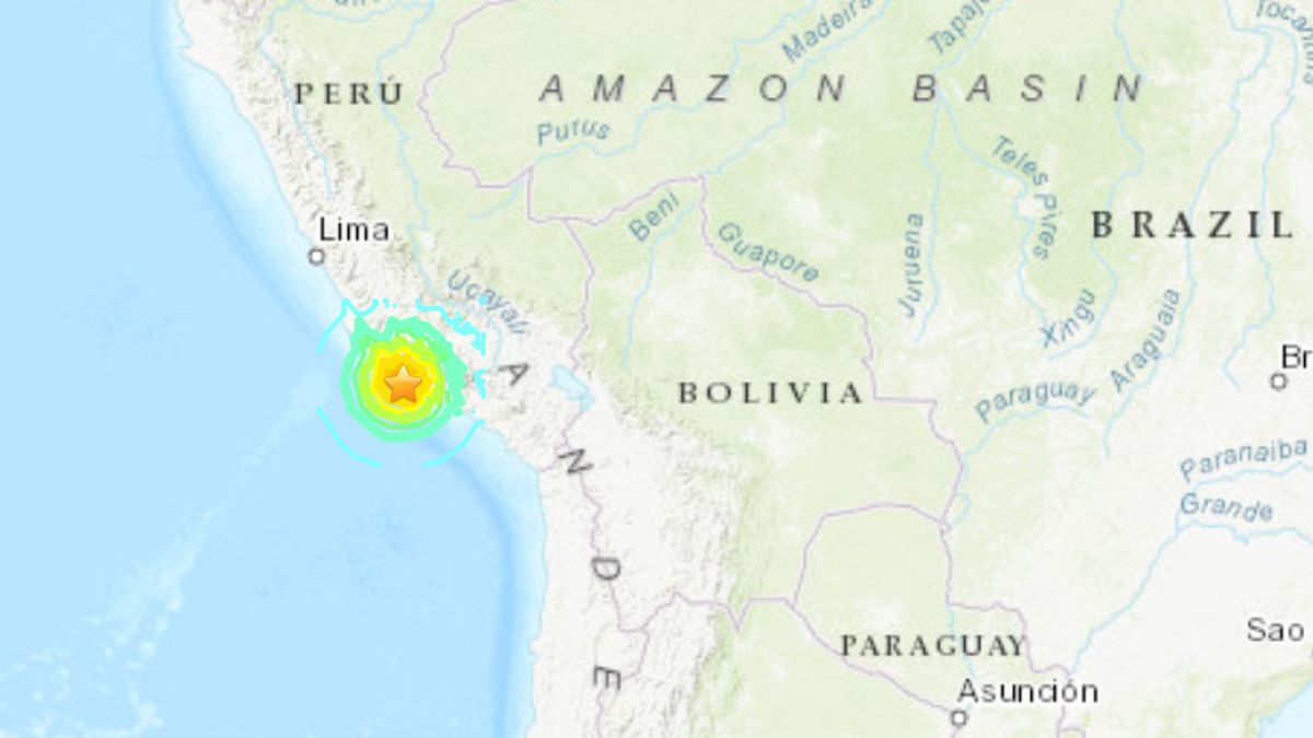 Χάρτης με το επίκεντρο του σεισμού στο Περού