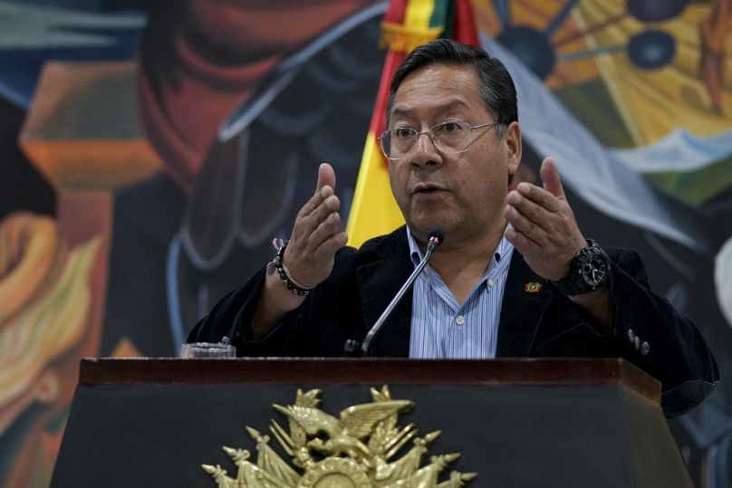 Bolivian President Luis Arce speaks during a press conference the day after troops stormed the presidential palace in what he called a coup attempt, in La Paz, 27 June 2024