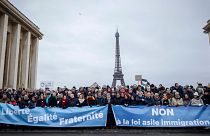 تجمع در مخالفت با قانون مهاجرت در ماه ژانویه ۲۰۲۴ در پاریس