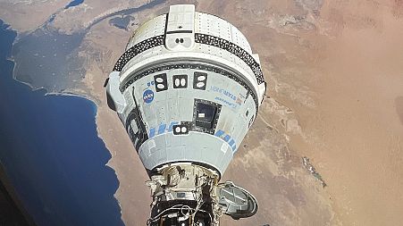 Boeing's Starliner spacecraft docked to the Harmony module of the ISS, orbiting 262 miles above Egypt's Mediterranean coast, on June 13, 2024.