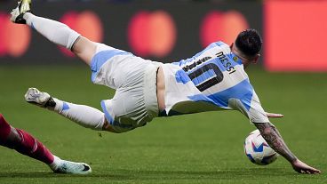 Lionel Messi, Kanada'ya karşı oynanan Copa America A Grubu maçında yere düşüyor, 21 Haziran 2024