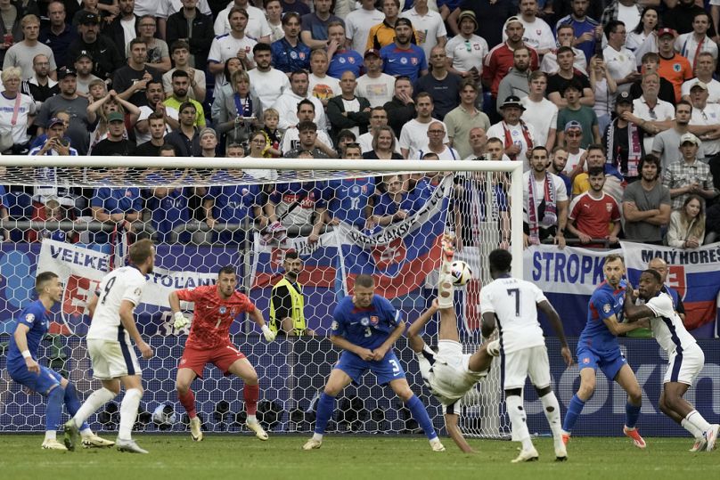 England's Jude Bellingham equalised for The Three Lions during the round of 16 against Slovakia