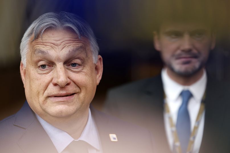 Ungarns Ministerpräsident Viktor Orbán bei der Ankunft zu einem EU-Gipfel in Brüssel, 27. Juni 2024