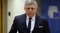 Slovakia's Prime Minister Robert Fico arrives for a round table meeting at an EU summit in Brussels, February 1, 2024