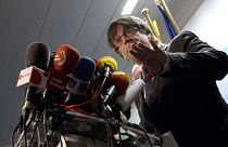 FILE: Puigdemont 2017 decemberében Brüsszelben a médiához fordul.