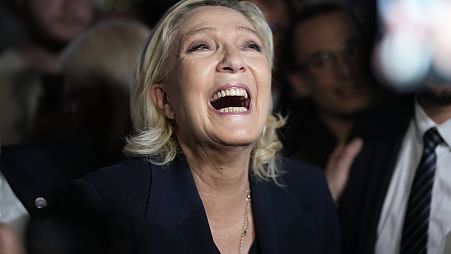 French far right leader Marine Le Pen greets supporters on Sunday, 30 June 2024