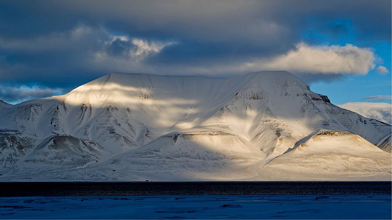 Mountain view in the Svalbard archipelago in Norway's Arctic region, where heavy fuel oil is banned.