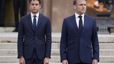  Gabriel Attal, left, and Emmanuel Macron (file photo)