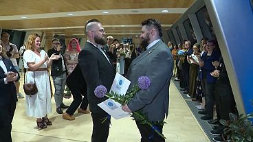 Maksims Ringo and Janis Locs made history on Monday, becoming the first Latvian same-sex couple to register their partnership. 