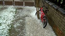 Bicycle stuck in the hail.