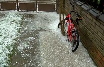 Bicycle stuck in the hail.