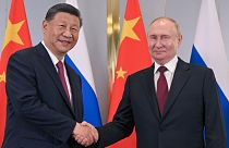 الرئيسان الصيني والروسي في قمة منظمة شنغهاي للتعاون بالعاصمة الكازاخية أستانا