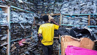 Ghana, Accra, Zongo Lane, Spring 2023. Zongo Lane is like an Alibaba cavern. Hundreds of small shops for all types of electronics components, modules, and general parts.