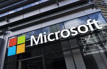 A sign for Microsoft offices is seen, May 6, 2021, in New York