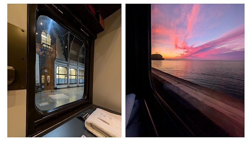 The view as the train pulls out of Paddington and sunrise in Dawlish. 