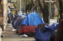 Tents line the street in Oregon, US.