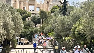 A entrada do monumento da Acrópole