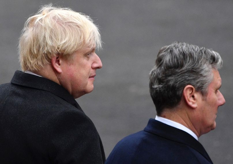 Boris Johnson és Keir Starmer az emlékezés napján, 2021 novemberében