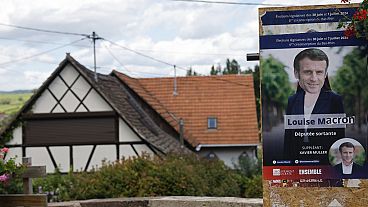 Wahlplakat in Dangolsheim im Osten von Frankreich