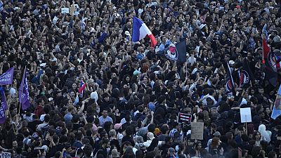 La place de la République à, Paris noire de monde le 7 juillet 