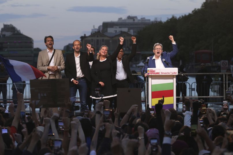 JL Mélenchon, Le leader de la France Insoumise lors d'un discours à Paris le 7 juillet. 