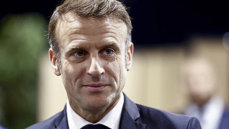 French President Emmanuel Macron is seen during the second round of the legislative elections in Le Touquet-Paris-Plage, northern France, Sunday July 7 2024. 