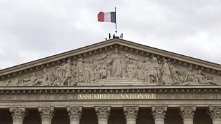 The French flag flies atop the National Assembly during the second round of the legislative elections