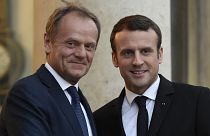 Polonya Başbakanı Donald Tusk ve Fransa Cumhurbaşkanı Emmanuel Macron.