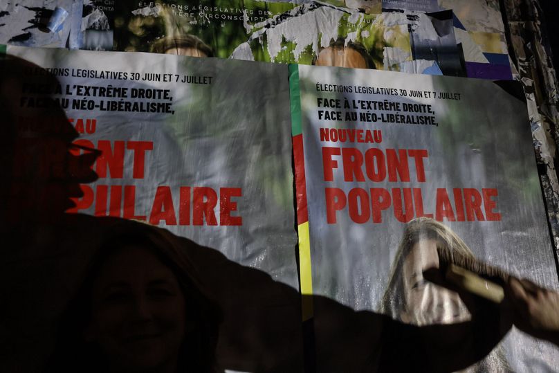 Des affiches électorales du Nouveau Front populaire