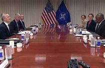 NATO Secretary General Jens Stoltenberg (left) and US Secretary of Defense Lloyd Austin (right).