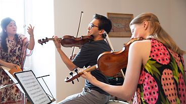 Students rehearse at Meiji Ozawa International Academy in Geneva Students rehearse at Meiji Ozawa International Academy in Geneva