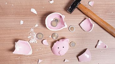 Smashed piggy bank.