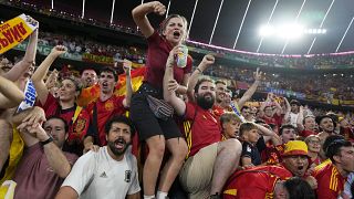 Fans celebrate as Spain reaches Euro 2024 final after beating France 2-1.