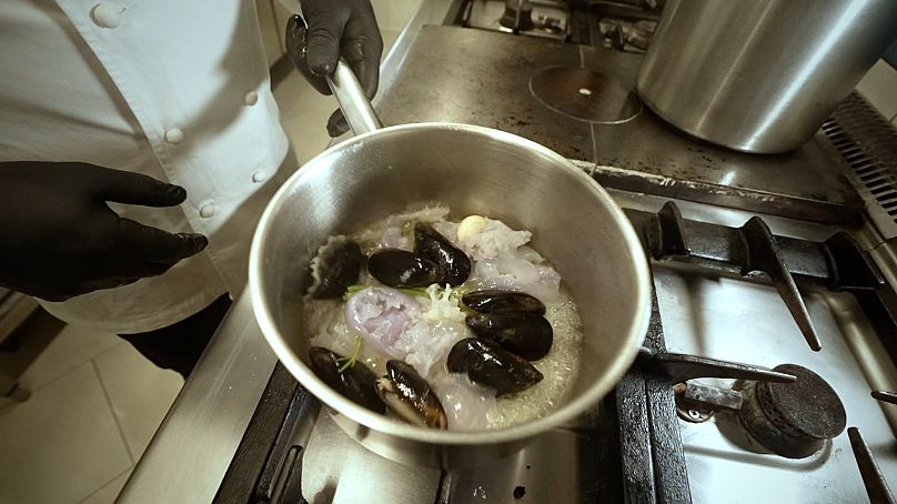 Seafood soup made with jellyfish