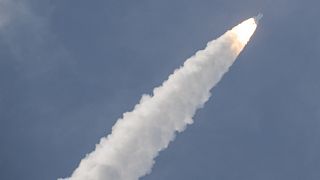 Europe's new rocket Ariane 6 blasting off from the European Spaceport in Kourou, French Guiana. 