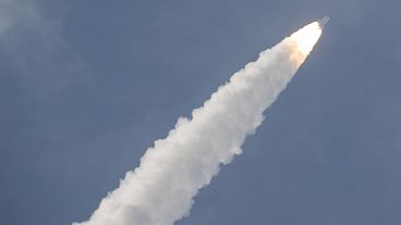 Europe's new rocket Ariane 6 blasting off from the European Spaceport in Kourou, French Guiana. 