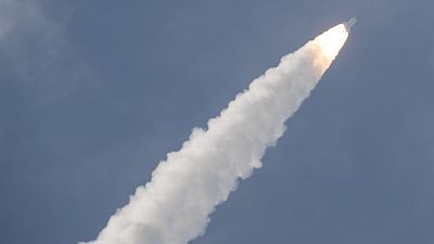 Europe's new rocket Ariane 6 blasting off from the European Spaceport in Kourou, French Guiana. 