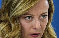 FILE - Italian Prime Minister Giorgia Meloni speaks during a final media conference at the G7 in Borgo Egnazia, near Bari in southern Italy, June 15, 2024. 