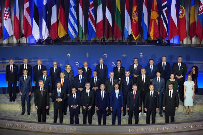 Les dirigeants membres de l'OTAN, présents au sommet le 9 juillet à Washington