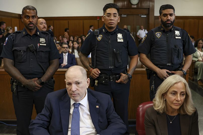 El ex productor de cine Harvey Weinstein comparece ante el Tribunal Penal de Manhattan para una nueva audiencia el 9 de julio de 2024.