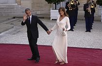 L'ex presidente francese Nicolas Sarkozy e sua moglie Carla Bruni alla cena di Stato organizzata dal presidente Joe Biden, sabato 8 giugno 2024