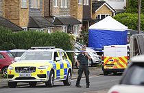 Police and emergency services at the scene in Ashlyn Close, after an incident on Tuesday evening, in Bushey, Hertfordshire, England, Wednesday, July 10, 2024.