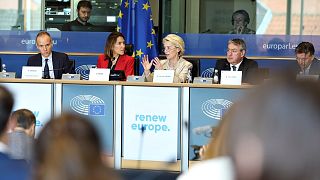 Ursula von der Leyen se reunió con los eurodiputados de Renovar Europa para hablar de su posible segundo mandato.