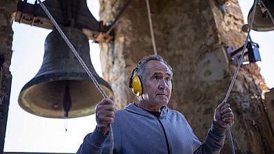 Xavier Masó, a student of the Vall d'en Bas School of Bell Ringers