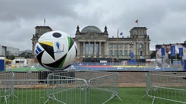 Fan zone at the Reichtstag in Berlin.