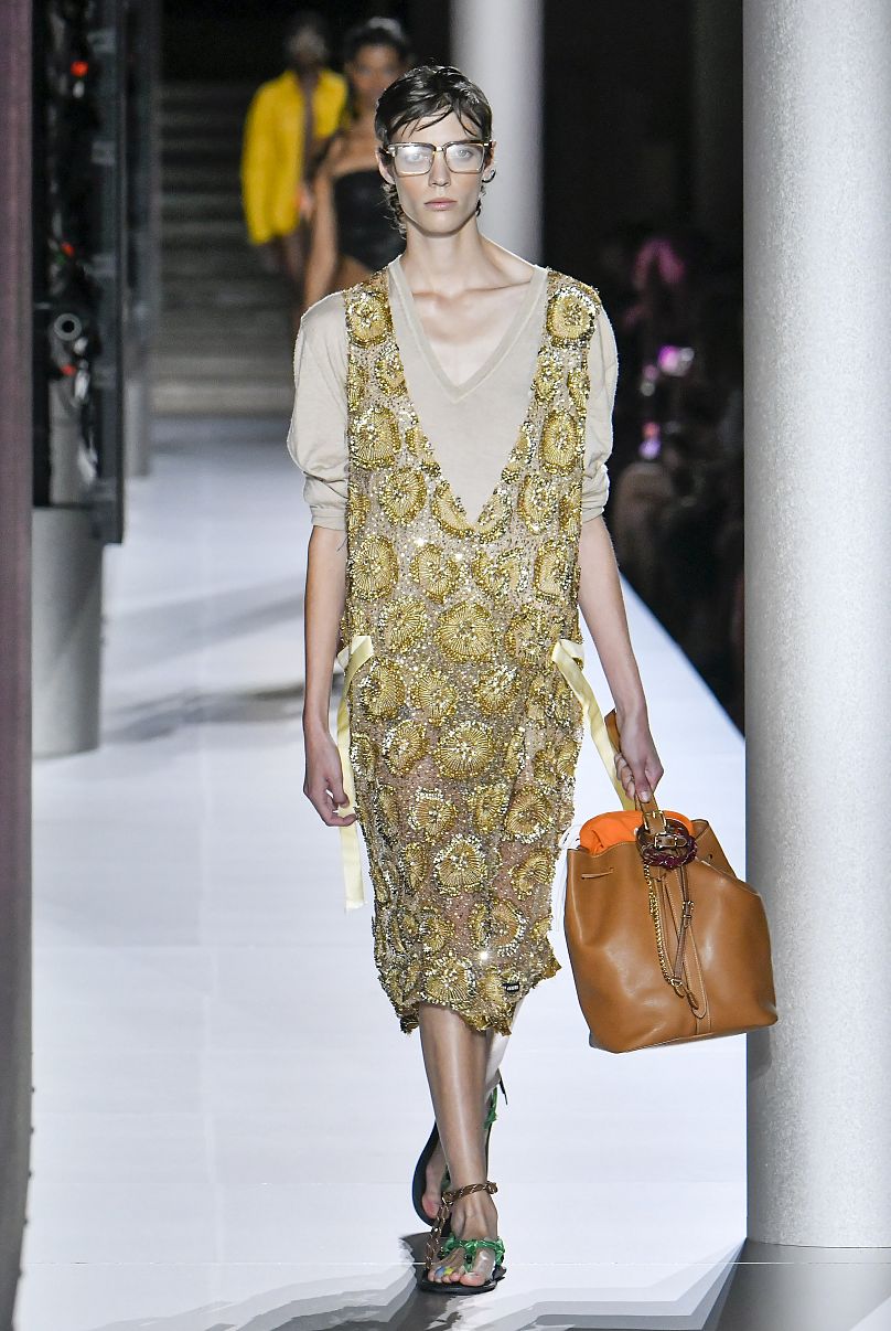 Keen to wear metallics for daytime? Why not take inspiration from Miu Miu's Spring/Summer 2024 and layer with simple pieces 