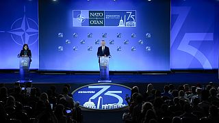 A NATO-főtitkár Jens Stoltenberg a NATO-csúcs zárórendezvényén